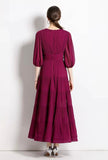 Solid Tiered Long Dress - Magenta