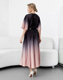 Ombre Pleated Dress With Belt