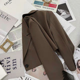 Solid Cropped Blazer - Brown