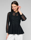 Lace Detail Peplum Blouse