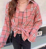 Plaid Cami & Shirt Set - Pink