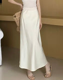 Solid Satin Skirt - Cream