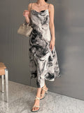 SHEIN DAZY Allover Print Draped Collar Cami Dress