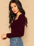 SHEIN Sweetheart Neck Puff Sleeve Wrap Top