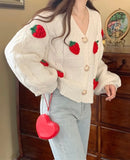 Strawberry Waffle Knit Cardigan