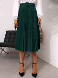 Solid Pleated Skirt With Belt