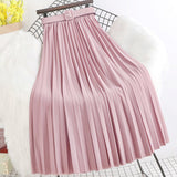 Solid Pleated Skirt With Belt