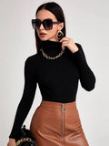 SHEIN Turtleneck Ribbed Knit Sweater